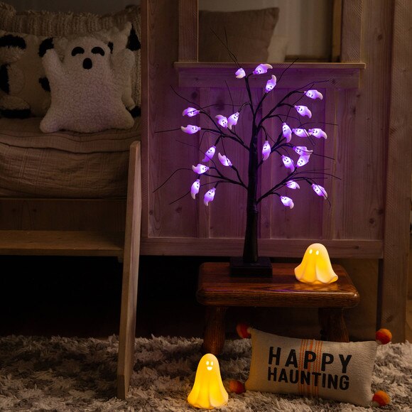 2-ft Pre-Lit Artificial Halloween Ghost Twig Tree with 24 Purple LED Lights - SKU #T5198 - 6