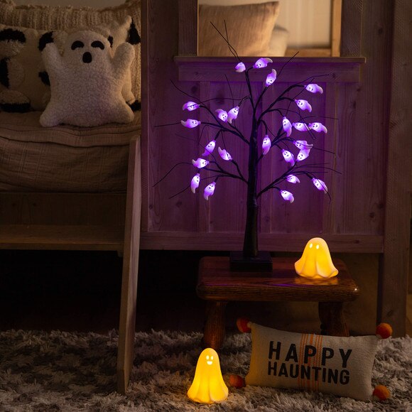 2-ft Pre-Lit Artificial Halloween Ghost Twig Tree with 24 Purple LED Lights - SKU #T5198 - 7
