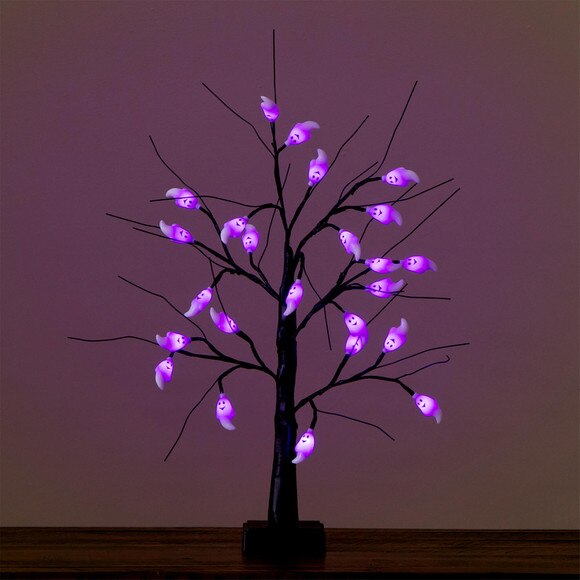 2-ft Pre-Lit Artificial Halloween Ghost Twig Tree with 24 Purple LED Lights - SKU #T5198 - 9