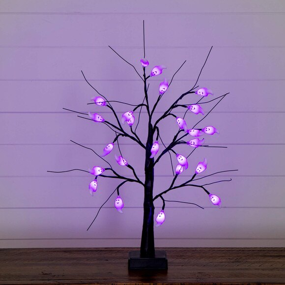 2-ft Pre-Lit Artificial Halloween Ghost Twig Tree with 24 Purple LED Lights - SKU #T5198 - 11