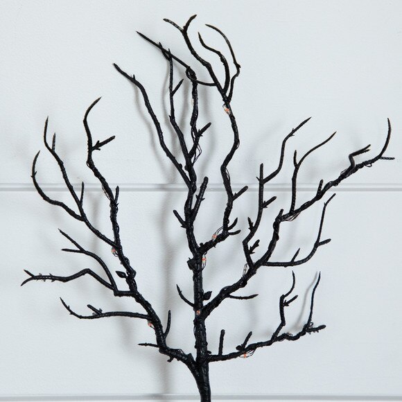 14-in Pre-Lit Artificial Halloween Black Twig Branches with 45 Orange LED Lights and Integrated Ground Stake - Set of 3 - SKU #T5201 - 2