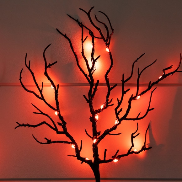 14-in Pre-Lit Artificial Halloween Black Twig Branches with 45 Orange LED Lights and Integrated Ground Stake - Set of 3 - SKU #T5201 - 3