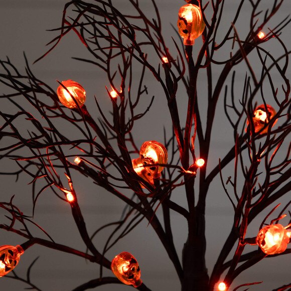 22-in Pre-Lit Artificial Halloween Brown Twig Tree with 12 Orange LED Pumpkin Shaped Lights - SKU #T5202 - 3