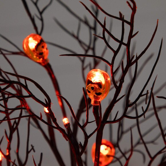 22-in Pre-Lit Artificial Halloween Brown Twig Tree with 12 Orange LED Pumpkin Shaped Lights - SKU #T5202 - 4