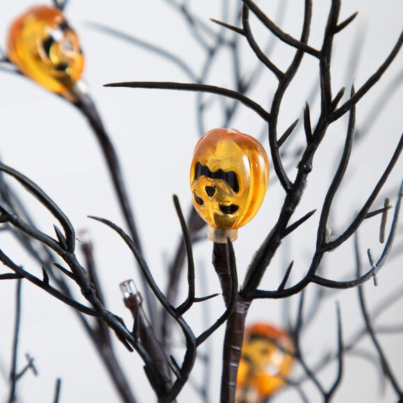 22-in Pre-Lit Artificial Halloween Brown Twig Tree with 12 Orange LED Pumpkin Shaped Lights - SKU #T5202 - 6