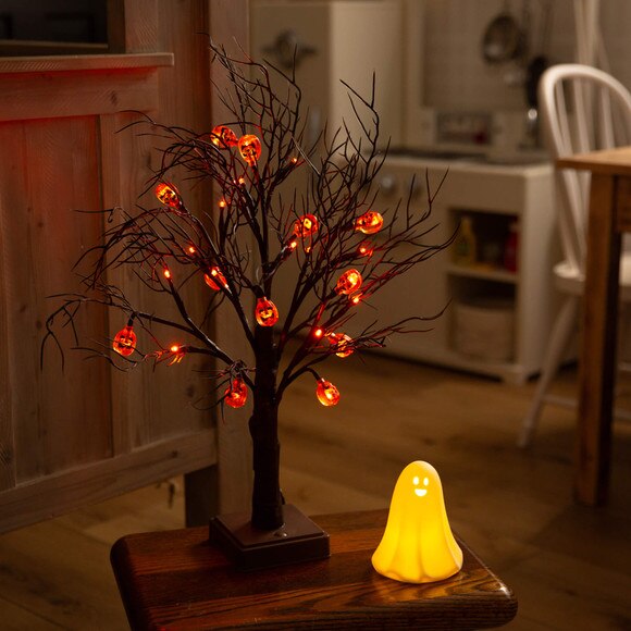 22-in Pre-Lit Artificial Halloween Brown Twig Tree with 12 Orange LED Pumpkin Shaped Lights - SKU #T5202 - 8