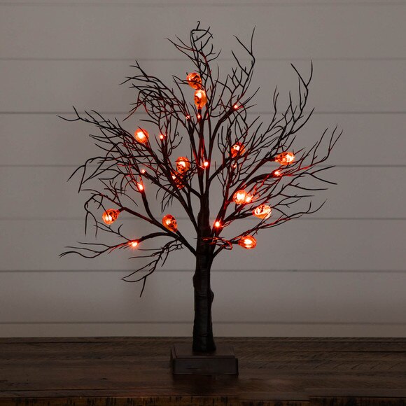 22-in Pre-Lit Artificial Halloween Brown Twig Tree with 12 Orange LED Pumpkin Shaped Lights - SKU #T5202 - 9