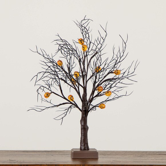 22-in Pre-Lit Artificial Halloween Brown Twig Tree with 12 Orange LED Pumpkin Shaped Lights - SKU #T5202 - 11
