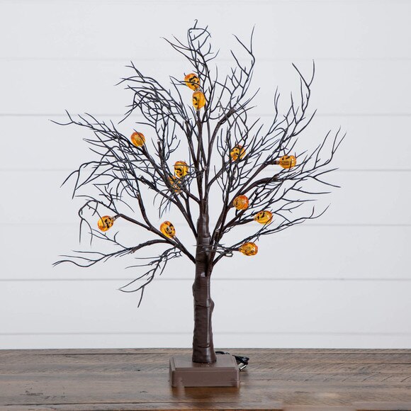 22-in Pre-Lit Artificial Halloween Brown Twig Tree with 12 Orange LED Pumpkin Shaped Lights - SKU #T5202 - 13