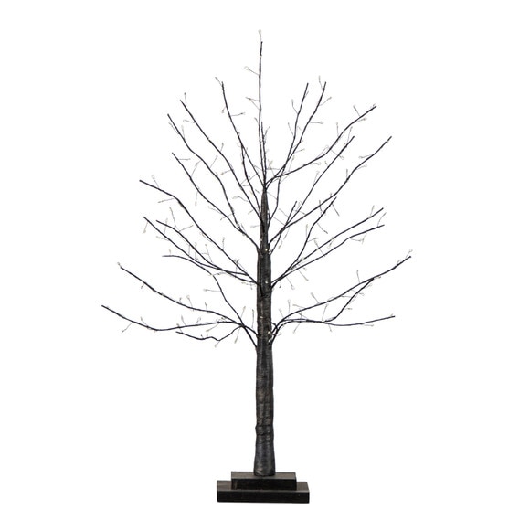 2-ft Pre-Lit Artifiical Halloween Black Twig Tree with 210 Warm White Fairy Copper Wire LED Lights - SKU #T5203