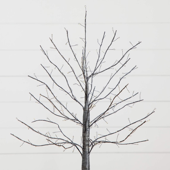 2-ft Pre-Lit Artifiical Halloween Black Twig Tree with 210 Warm White Fairy Copper Wire LED Lights - SKU #T5203 - 2