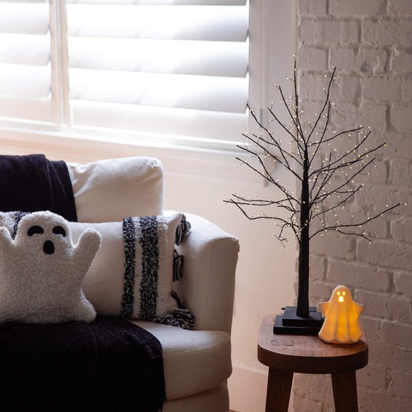 2-ft Pre-Lit Artifiical Halloween Black Twig Tree with 210 Warm White Fairy Copper Wire LED Lights - SKU #T5203 - 8