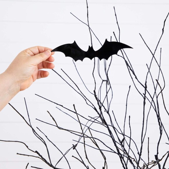5-ft Pre-Lit Artificial Halloween Black Twig Tree with Bats and 50 Warm White LED Lights - SKU #T5205 - 3
