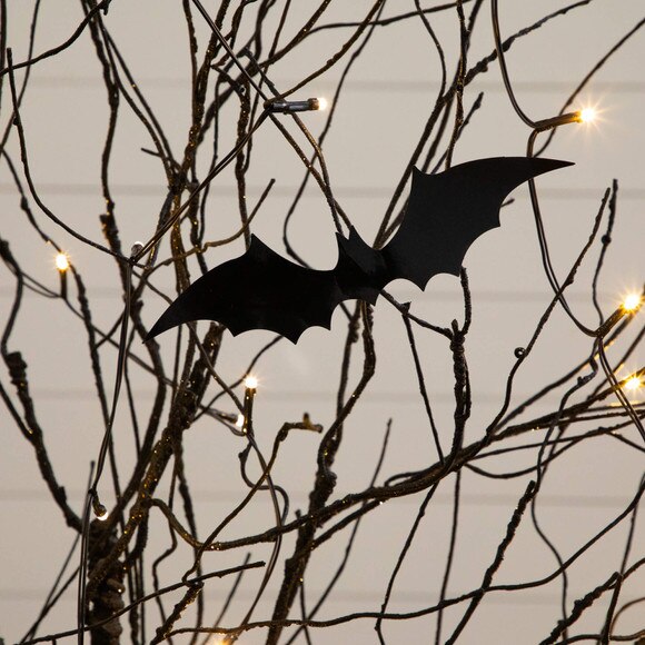 5-ft Pre-Lit Artificial Halloween Black Twig Tree with Bats and 50 Warm White LED Lights - SKU #T5205 - 12