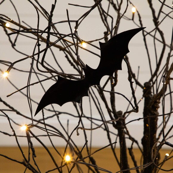 5-ft Pre-Lit Artificial Halloween Black Twig Tree with Bats and 50 Warm White LED Lights - SKU #T5205 - 13