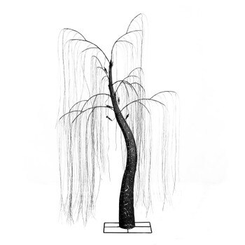 7-ft Pre-Lit Artificial Halloween Black Willow Tree with 600 Purple and Orange Dual Color LED Lights - SKU #T5206