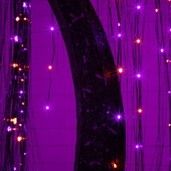 7-ft Pre-Lit Artificial Halloween Black Willow Tree with 600 Purple and Orange Dual Color LED Lights - SKU #T5206 - 6