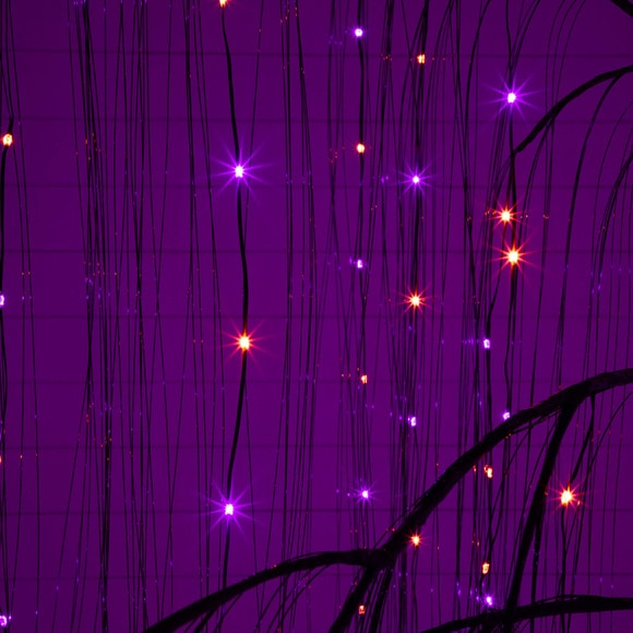 7-ft Pre-Lit Artificial Halloween Black Willow Tree with 600 Purple and Orange Dual Color LED Lights - SKU #T5206 - 7
