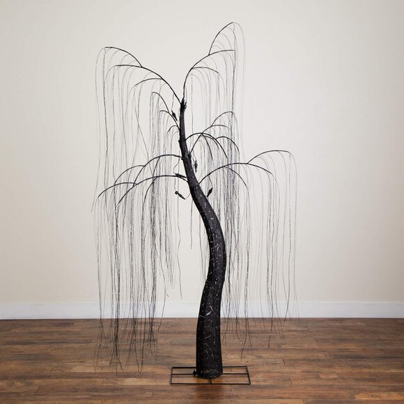 7-ft Pre-Lit Artificial Halloween Black Willow Tree with 600 Purple and Orange Dual Color LED Lights - SKU #T5206 - 12