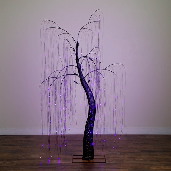 7-ft Pre-Lit Artificial Halloween Black Willow Tree with 600 Purple and Orange Dual Color LED Lights - SKU #T5206 - 13