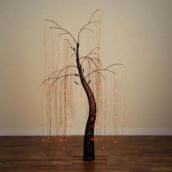 7-ft Pre-Lit Artificial Halloween Black Willow Tree with 600 Purple and Orange Dual Color LED Lights - SKU #T5206 - 14