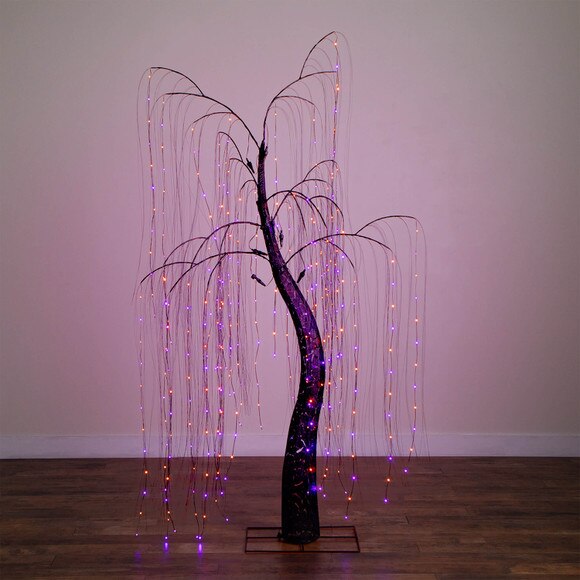 7-ft Pre-Lit Artificial Halloween Black Willow Tree with 600 Purple and Orange Dual Color LED Lights - SKU #T5206 - 15