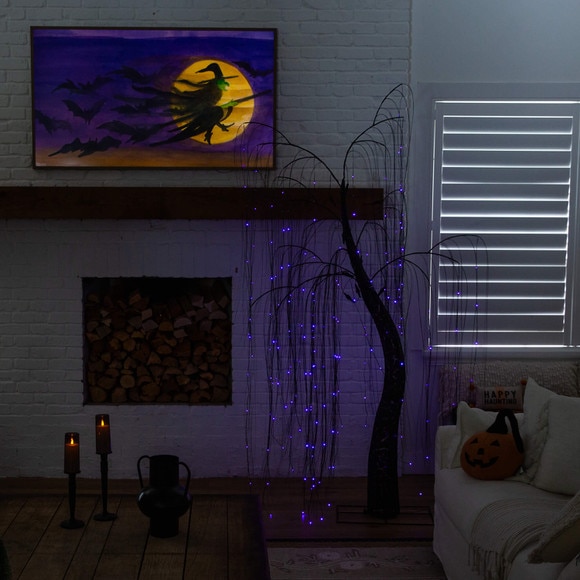 7-ft Pre-Lit Artificial Halloween Black Willow Tree with 600 Purple and Orange Dual Color LED Lights - SKU #T5206 - 17