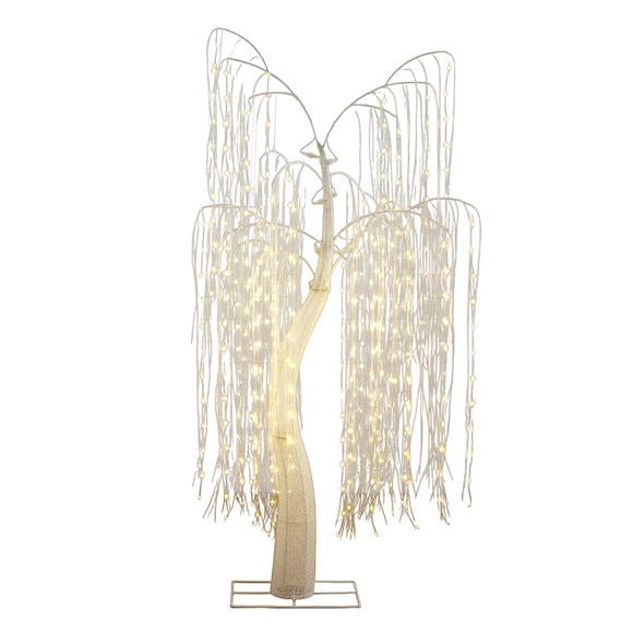 7-ft Pre-Lit Artificial White Willow Christmas Tree with 400 Cool White LED Light - SKU #T5207