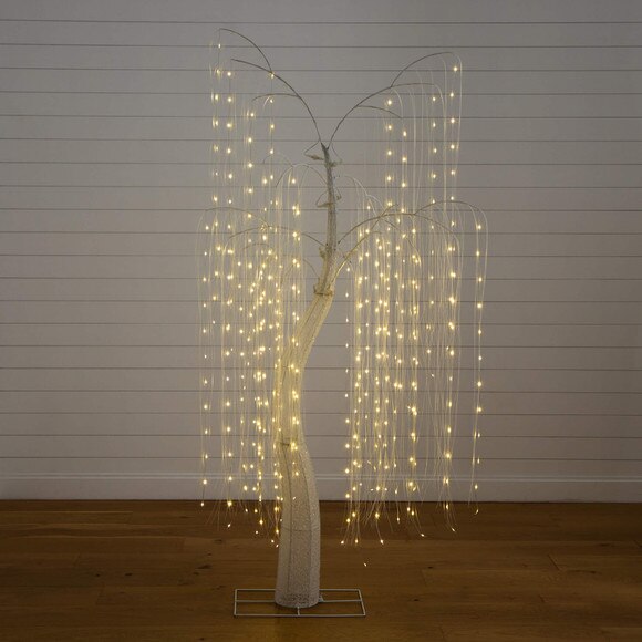 7-ft Pre-Lit Artificial White Willow Christmas Tree with 400 Cool White LED Light - SKU #T5207 - 14