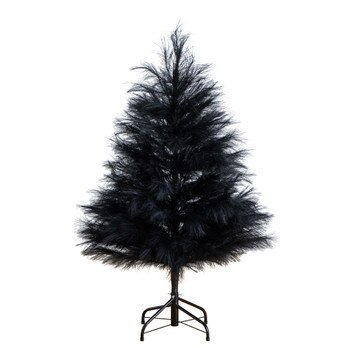 4-ft Artificial Halloween Black Pampas Grass Christmas Tree - SKU #T5215