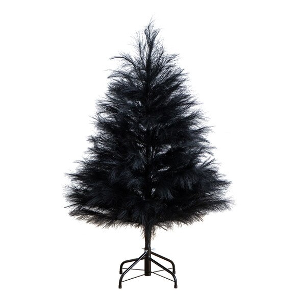 4-ft Artificial Halloween Black Pampas Grass Christmas Tree - SKU #T5215