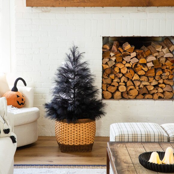 4-ft Artificial Halloween Black Pampas Grass Christmas Tree - SKU #T5215 - 4