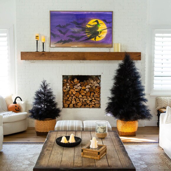 4-ft Artificial Halloween Black Pampas Grass Christmas Tree - SKU #T5215 - 5