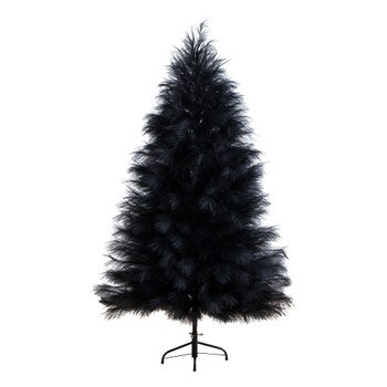 6-ft Artificial Halloween Black Pampas Grass Christmas Tree - SKU #T5216