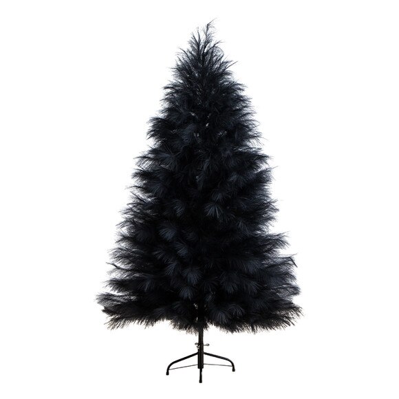 6-ft Artificial Halloween Black Pampas Grass Christmas Tree - SKU #T5216