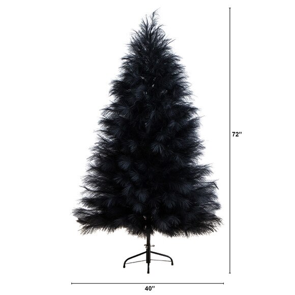 6-ft Artificial Halloween Black Pampas Grass Christmas Tree - SKU #T5216 - 1
