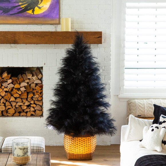 6-ft Artificial Halloween Black Pampas Grass Christmas Tree - SKU #T5216 - 4