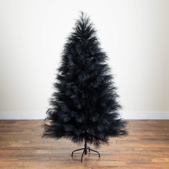 6-ft Artificial Halloween Black Pampas Grass Christmas Tree - SKU #T5216 - 6
