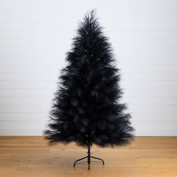 6-ft Artificial Halloween Black Pampas Grass Christmas Tree - SKU #T5216 - 7