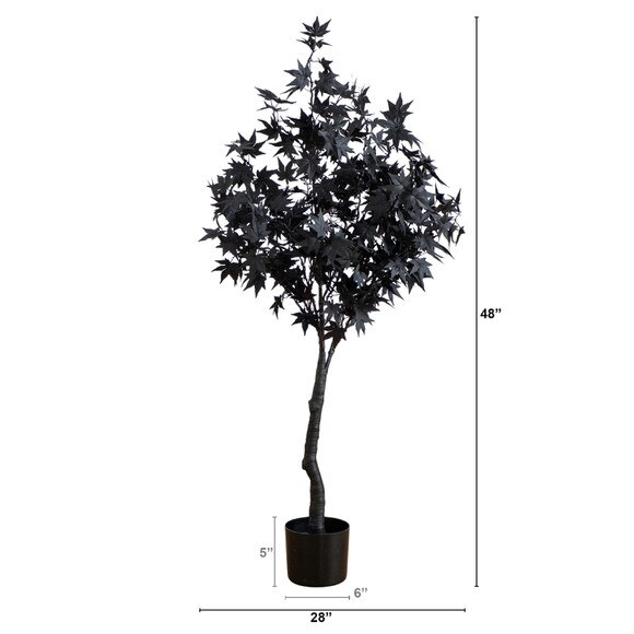 4-ft Pre-Lit Artificial Halloween Black Maple Tree with 180 Orange Purple LED Lights - SKU #T5217 - 1