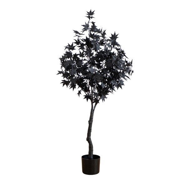 4-ft Pre-Lit Artificial Halloween Black Maple Tree with 180 Orange Purple LED Lights - SKU #T5217 - 6