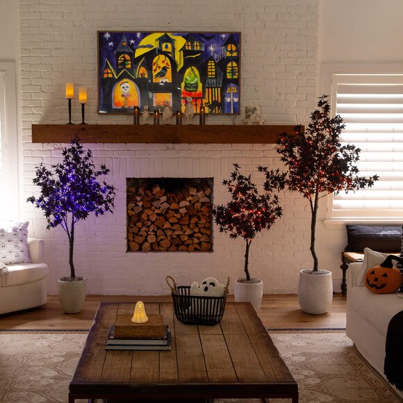 4-ft Pre-Lit Artificial Halloween Black Maple Tree with 180 Orange Purple LED Lights - SKU #T5217 - 9