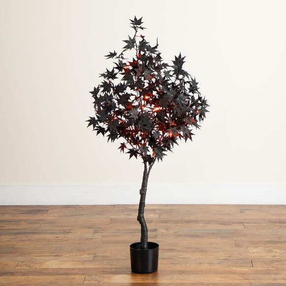 4-ft Pre-Lit Artificial Halloween Black Maple Tree with 180 Orange Purple LED Lights - SKU #T5217 - 10