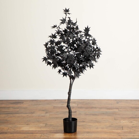 4-ft Pre-Lit Artificial Halloween Black Maple Tree with 180 Orange Purple LED Lights - SKU #T5217 - 12