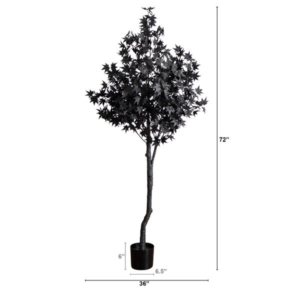 6-ft Pre-Lit Artificial Halloween Black Maple Tree with 300 Orange Purple LED Lights - SKU #T5219 - 1