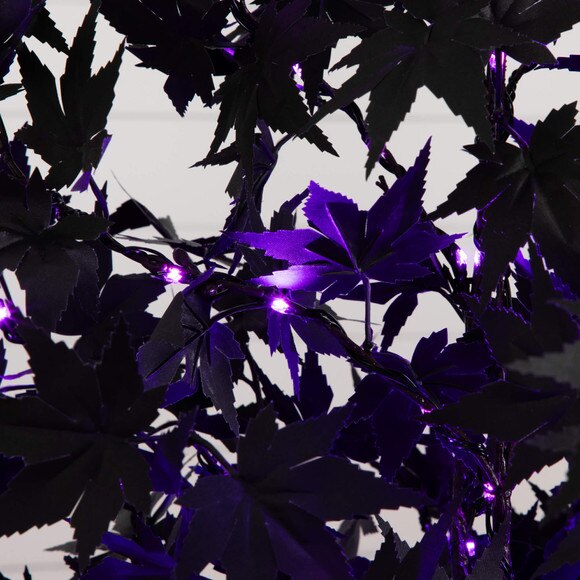 6-ft Pre-Lit Artificial Halloween Black Maple Tree with 300 Orange Purple LED Lights - SKU #T5219 - 4