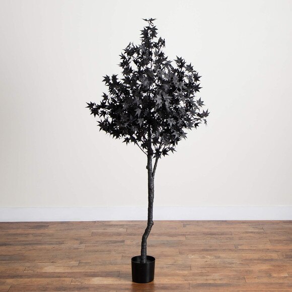 6-ft Pre-Lit Artificial Halloween Black Maple Tree with 300 Orange Purple LED Lights - SKU #T5219 - 12