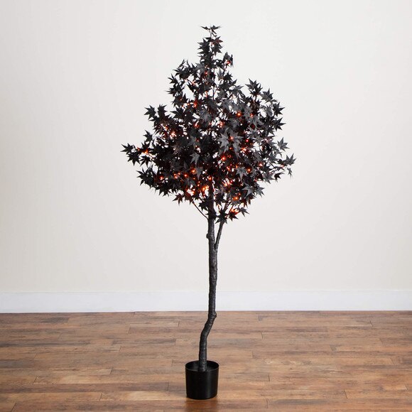 6-ft Pre-Lit Artificial Halloween Black Maple Tree with 300 Orange Purple LED Lights - SKU #T5219 - 13