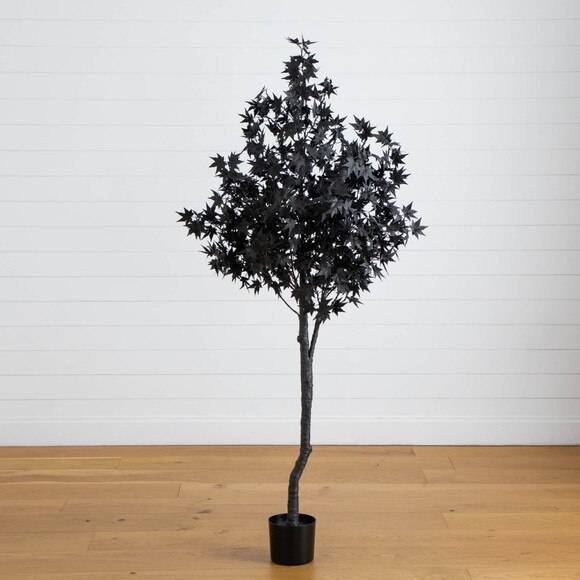 6-ft Pre-Lit Artificial Halloween Black Maple Tree with 300 Orange Purple LED Lights - SKU #T5219 - 15