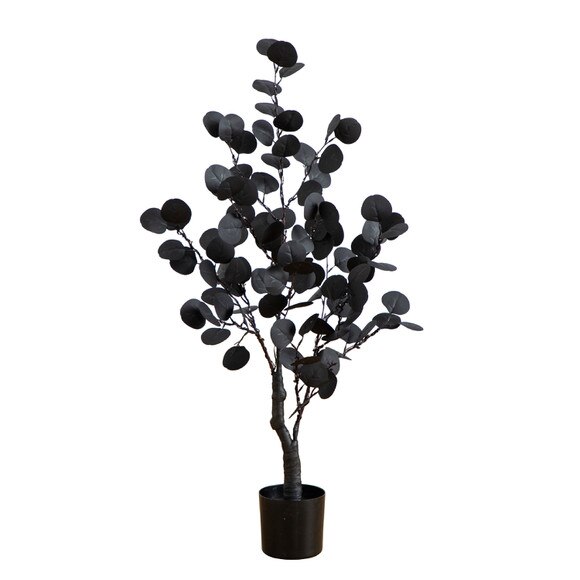 3-ft Pre-Lit Artificial Halloween Black Eucalyptus Tree with 80 Orange Purple LED Lights - SKU #T5220 - 2